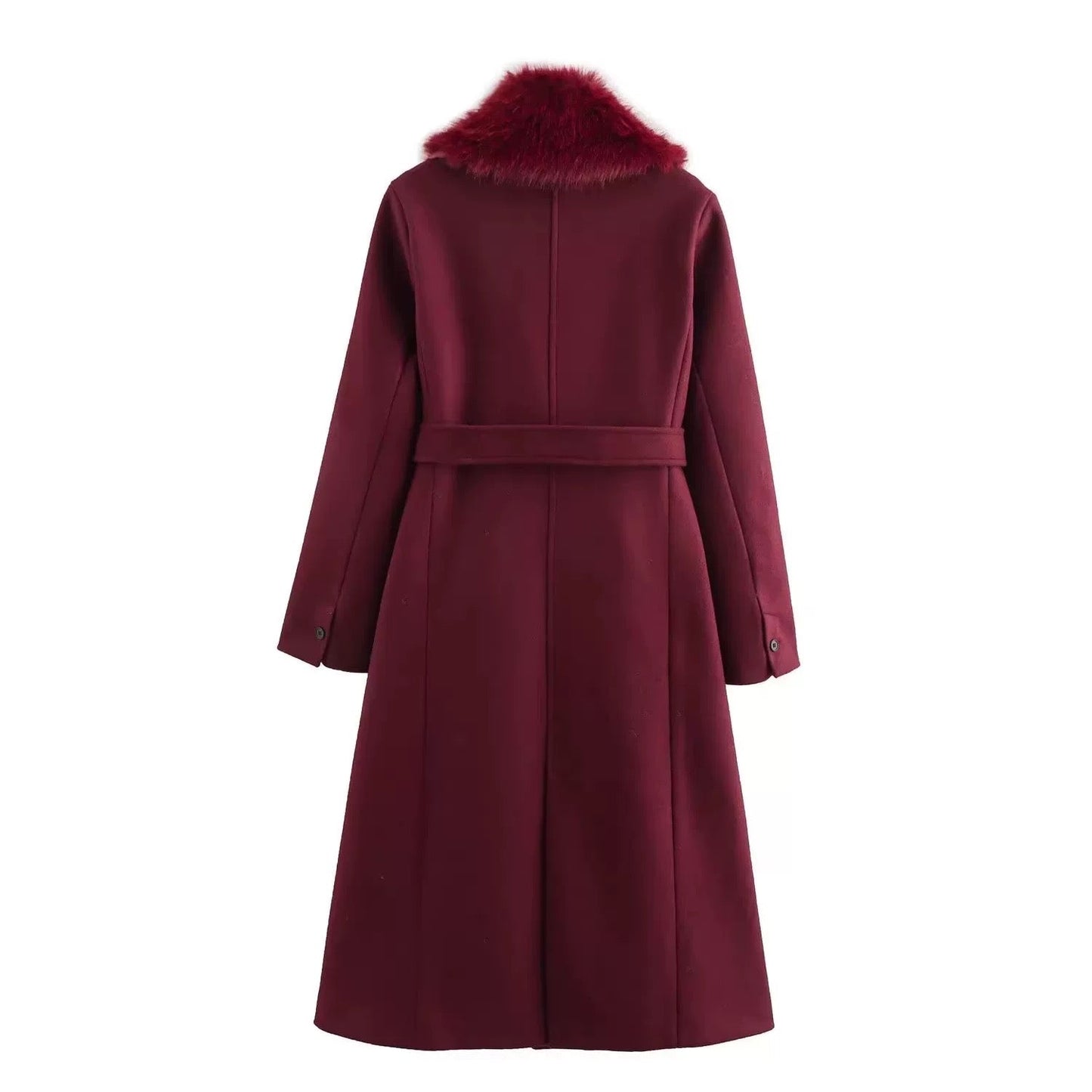 Wollmantel mit Kunstfellkragen