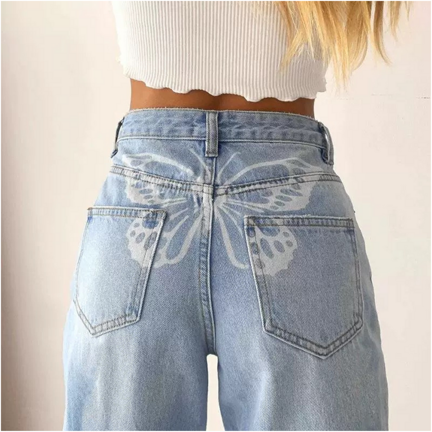 Butterfly-Print Jeans