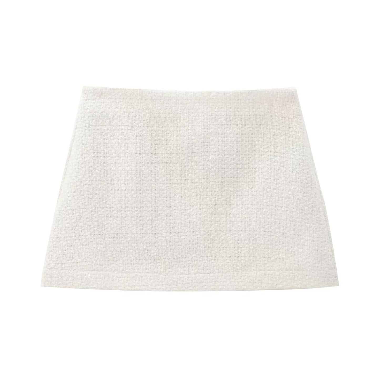 Elegantes Tweed-Jackenkleid Set mit Goldknöpfen