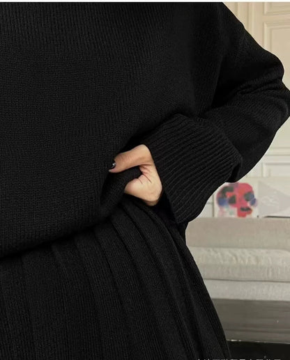 Gemütliches Strick-Set mit Falten-rock