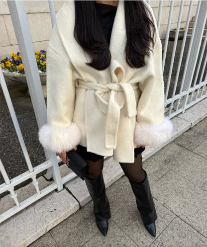 Woolcoat mit Fur