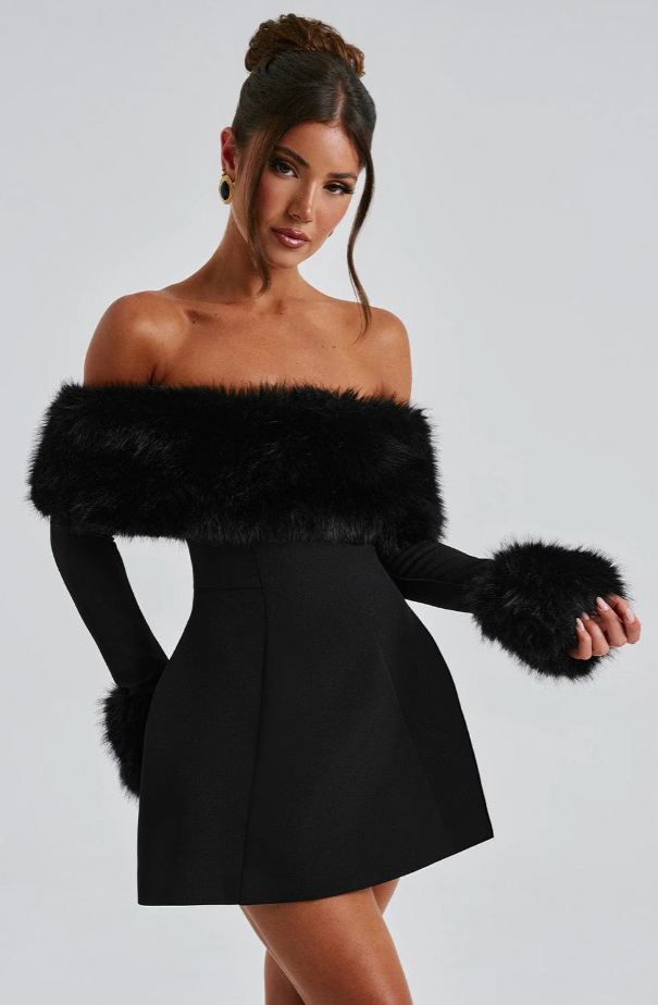 Aliah Fur Dress